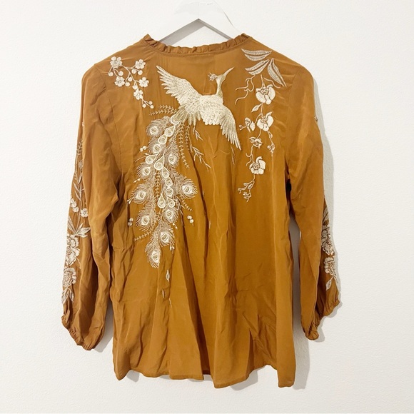 Johnny Was Workshop Calipso Button Neck Field Silk Blouse Size Small S - Picture 6 of 6